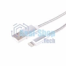 Кабель USB Rexant для iPhone 5/6/7 моделей, шнур в металлической оплетке серебристый