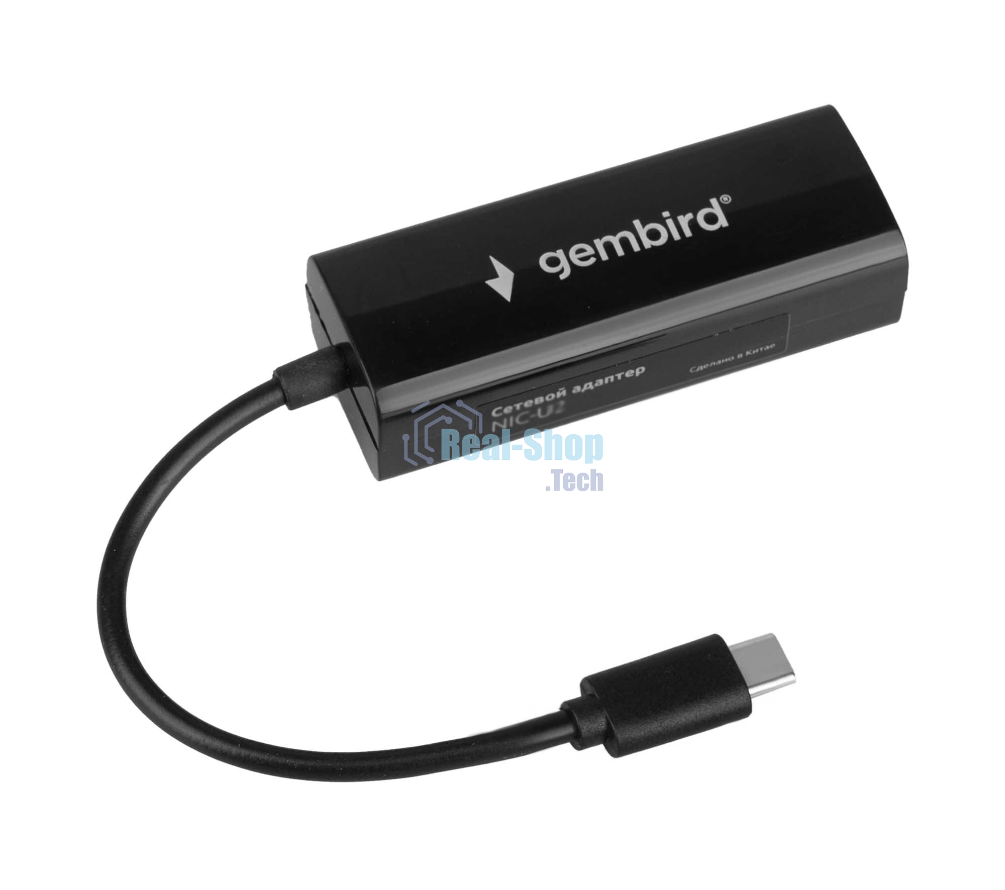 Сетевой адаптер Ethernet Gembird NIC-U10, Type-C USB 2.0 - Fast Ethernet adapter, пластик, черный, RTL8152