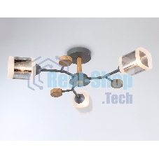 Светильник Ambrella light TR3033231/3 GR/LW/SM серый/светлое дерево/дымчатый E27*3 max 60W D700*180