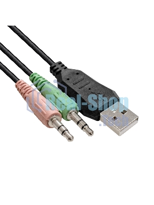 Гарнитура ExeGate Gaming HS-520G чёрный, проводная, 2 x mini jack 3.5 мм + USB, подсветка, регулятор громкости