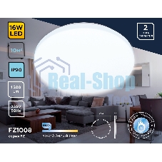 Потолочный светодиодный светильник Ambrella light FZ1008 WH белый 16W 6400K D250*55 (Без ПДУ)
