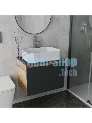 Комплект для ванной, 3 предмета (Тумба подвесная Bau Blackwood 60 графит + Раковина BAU Hotel 51х37, Смеситель высокий Hotel Still, нерж. сталь)