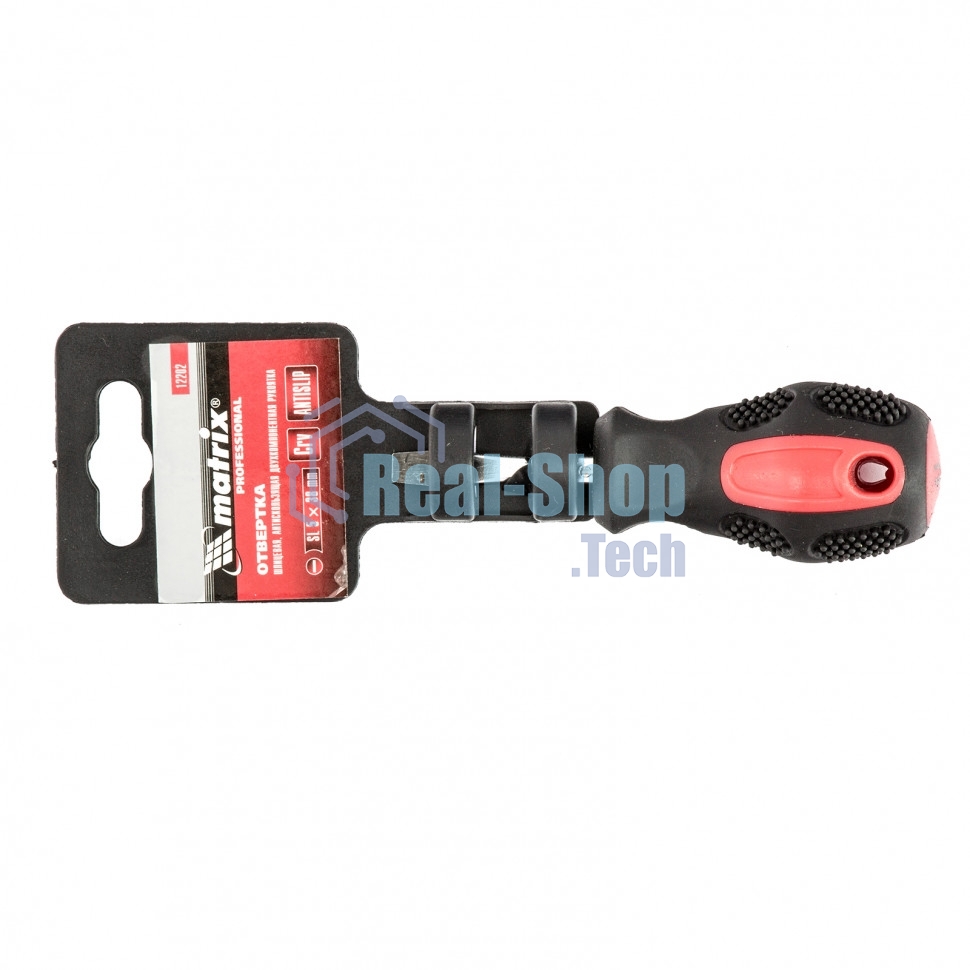Отвертка Matrix Anti-Slip, SL5,0 х 38 мм, CrV, двухкомп. рукоятка