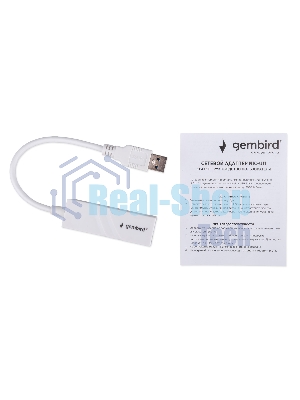 Сетевой адаптер Ethernet Gembird NIC-U11, USB 3.0 - Gigabit Ethernet adapter, пластик, белый, RTL8153