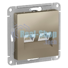 Розетка компьютерная двойная Schneider Electric AtlasDesign RJ45+RJ45, кат.5E, механизм ATN000585 Шампань
