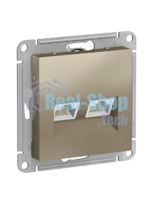 Розетка компьютерная двойная Schneider Electric AtlasDesign RJ45+RJ45, кат.5E, механизм ATN000585 Шампань