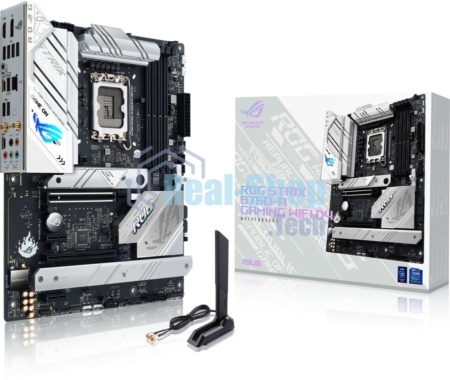 Материнская плата ASUS ROG STRIX B760-A GAMING WIFI, LGA 1700, Intel B760, 4xDDR5, 4xSATA, 3xM.2, 1xPCIe 5.0 x16, 1xPCIe 3.0 x4, 1xHDMI, 1xDP, 1x 2.5Gb LAN, 1xUSB-A 3.2 Gen 2, 2xUSB-A 3.2 Gen 1, 4xUSB 2.0, 5x3.5 мм, 7.1, Standard-ATX