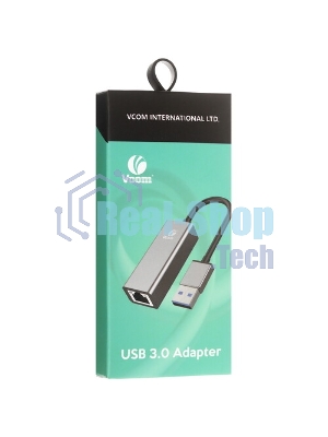 Кабель-переходник USB 3.0 (Am) --> LAN RJ-45 Ethernet 1000 Mbps, Aluminum Shell, VCOM DU312M