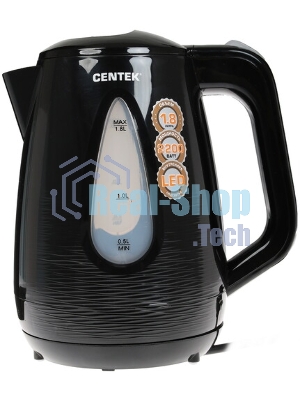 Электрочайник Centek CT-0048 черный, 1.8 л, 2200 Вт, скрытый нагревательный элемент