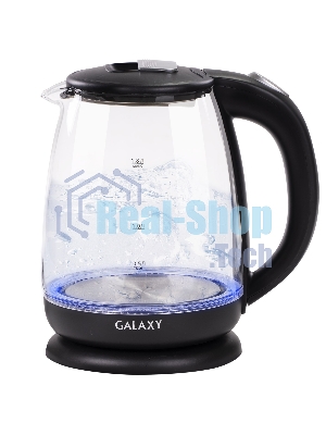 Чайник электрический Galaxy Line GL 0554, черный, стекло, 2000 Вт, 1,8 л, LED-подсветка, шкала уровня воды, корпус из термостойкого стекла