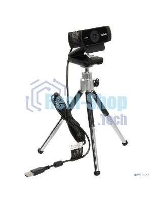 Веб-камера Logitech C922 Pro Stream 1920x1080, 30 кадр/с, USB Type-A, микрофон (2 шт, шумоподавление), автоматическая фокусировка, автоосвещение, универсальное крепление