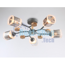 Светильник Ambrella light TR3033233/5 GR/LW/SM серый/светлое дерево/дымчатый E27*5 max 60W D700*180