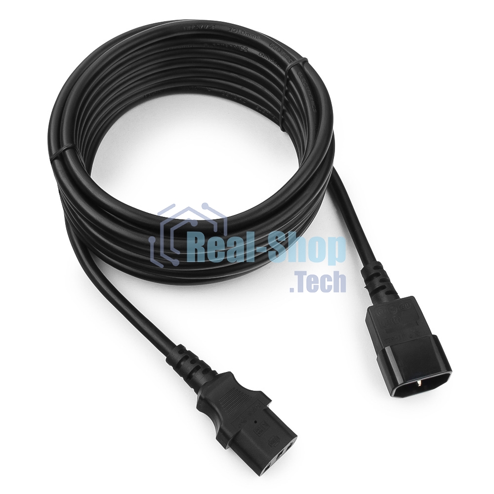 Кабель питания сист.блок-монитор Cablexpert PC-189-1-5M, 5м, C13-C14, 3x1кв.мм., черный, с заземлением