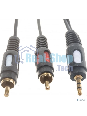 Шнур Rexant Стерео 3,5 м м - 2 RCA длина 3 мeтра (GOLD)