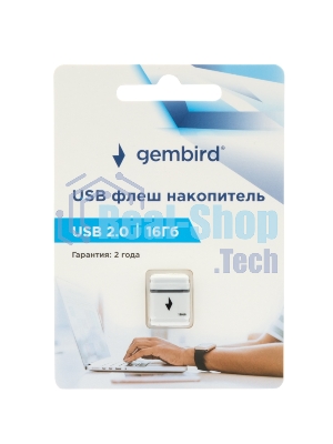 Флешка USB Gembird GFL-2.0-16mini, 16Gb, USB 2.0, R/W 30/15, белый