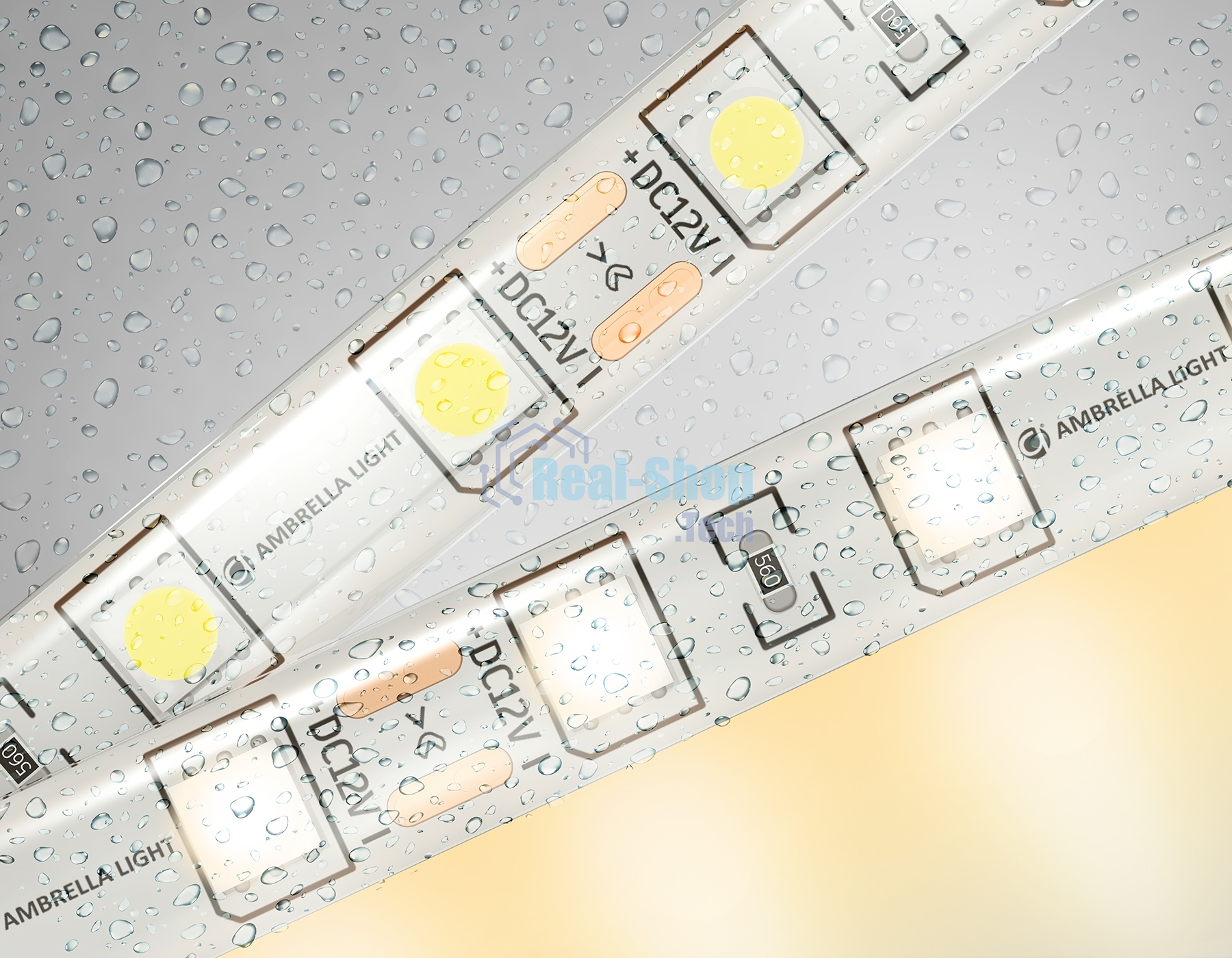 Светодиодная лента Ambrella light GS2101 5050 60Led/ 14.4W m/ 12V IP65 3000K/ 5000*10*2.87mm (2 конт.)
