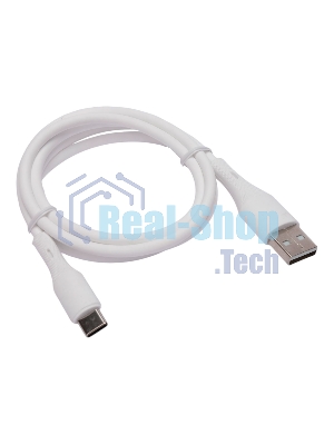 Кабель USB2.0 Cablexpert CC-USB2S-AMCM-1M-W, AM/Type-C, 3А, 18Вт, QC3.0, силиконовый, медь, 1м, белый, пакет