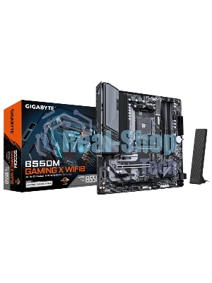 Материнская плата Gigabyte B550M GAMING X WIFI6, AM4, AMD B550, 4xDDR4, 4xSATA, 2xM.2, 1xPCIe 4.0 x16, 1xPCIe 3.0 x4, 1xPCIe 3.0 x1, 1xDP, 1xHDMI, 1x1Gb LAN, Wi-Fi 6, Bluetooth 5.3, 4xUSB-A 5Gbps, 2xUSB-A 2.0, 3x3.5 мм, 7.1, mATX