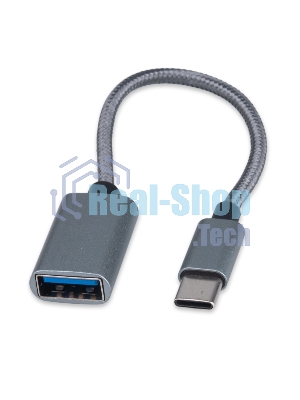 Кабель-переходник USB2.0 OTG Cablexpert A-OTG-CMAF2-02, Type-C(M)/AF, алюминий+нейлон.оплетка, 0.15м, пакет