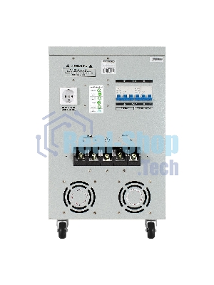 Стабилизатор напряжения ExeGate Expert Turbo AST-30000 (30000ВА, вход 45-280В, цветной дисплей, выход 220В±10%, КПД 98%, 5 уровней защиты, задержка, усиленный метал. корпус, 1*Schuko+клем.колодка, bypass, RTL)