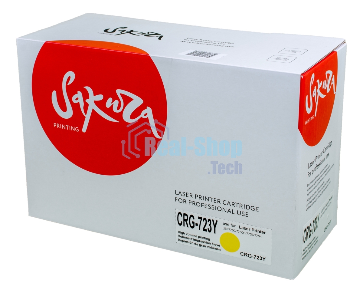 Картридж лазерный Sakura CRG723Y для Canon LBP7700/7750C/7753/7754, желтый, 8500 к.