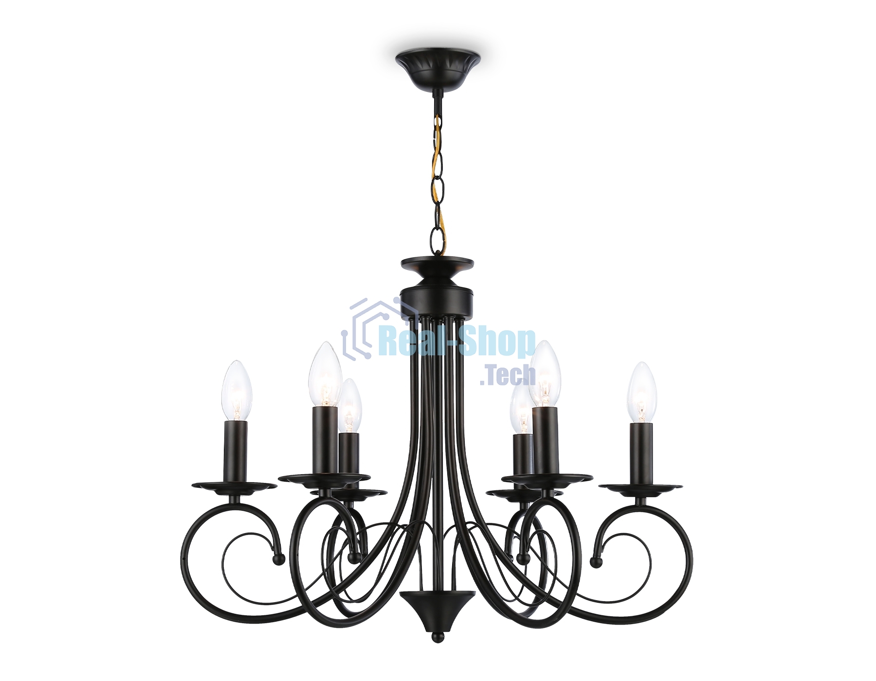 Светильник Ambrella light TR9612/6 BK черный E14/6 max 40W D560*650