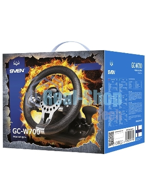 Руль SVEN GC-W700 (педали, вибро, скоба, лепестки, АКПП, D-pad, 12 кл, резин. вставки, PC/Xinput)