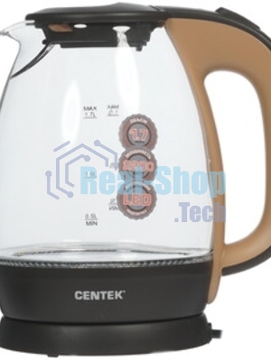 Электрочайник Centek CT-0056 кофейно-бежевый, 1.7 л, 2200 Вт, скрытый нагревательный элемент
