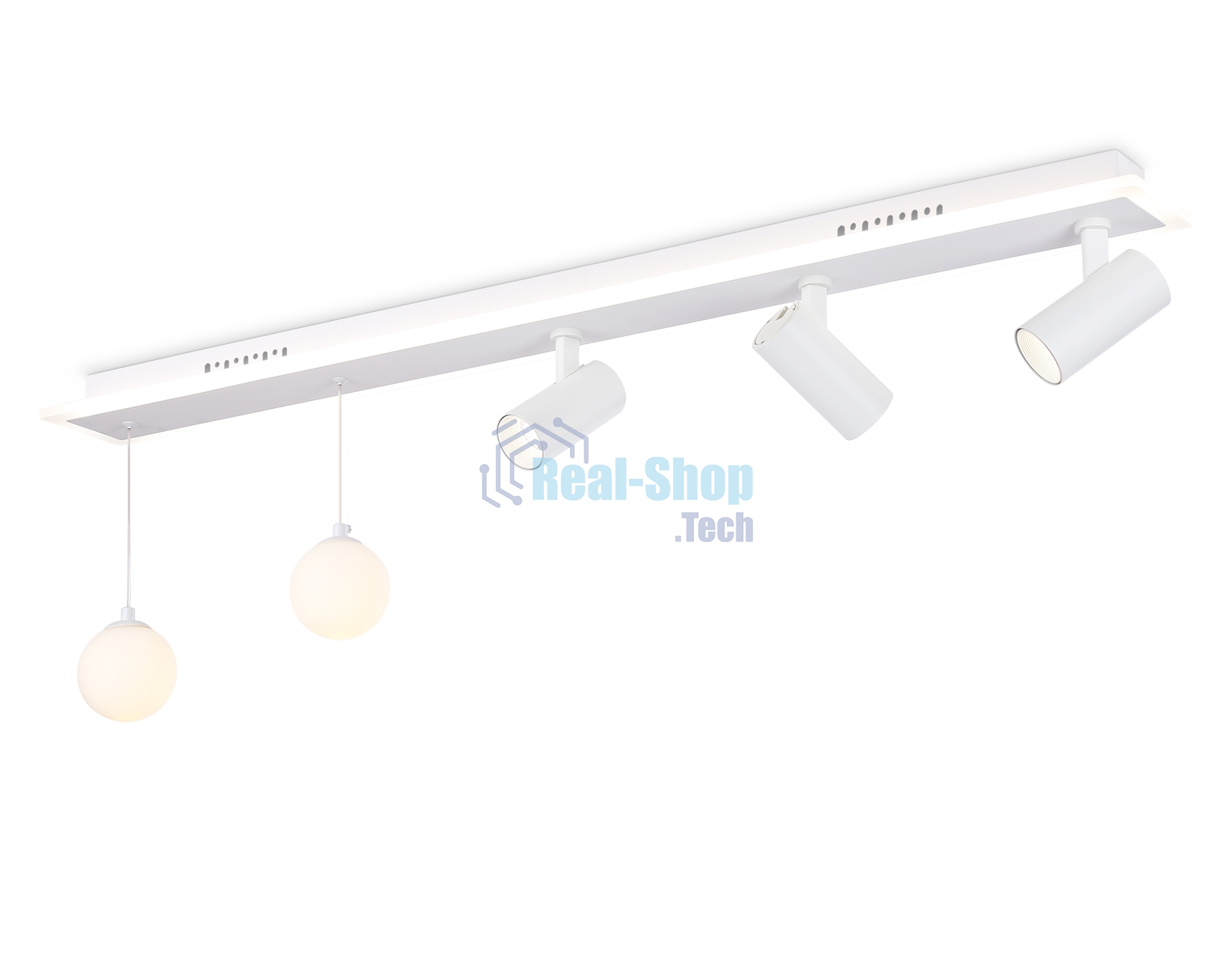 Потолочный светодиодный светильник Ambrella light FL66201/1+5 WH белый 67W 3000K-6400K+G9/2 1000*100*400 (ПДУ ИК)
