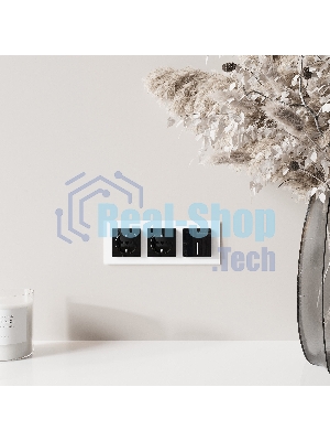 Розетка с заземлением, шторками и USB тип A+C (черный акрил)