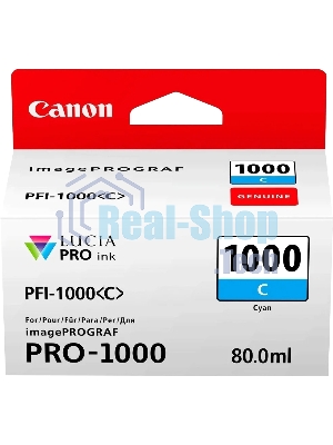 Картридж струйный Canon PFI-1000 C для IJ SFP PRO-1000 WFG. Голубой. 80 мл.