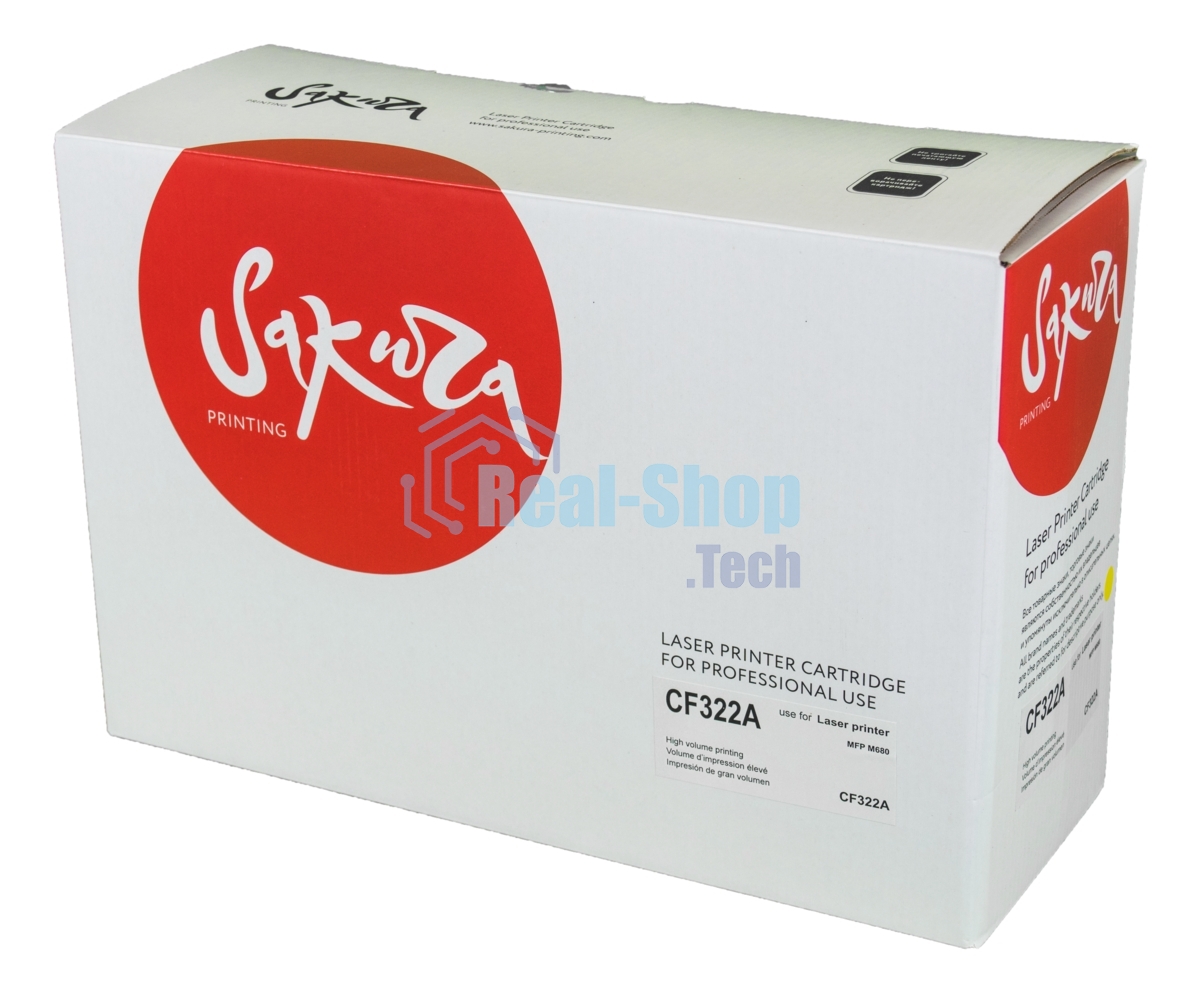 Картридж лазерный Sakura CF322A для HP Color LaserJet Enterprise M680dn, M680f, M680z, желтый, 16 500 к.