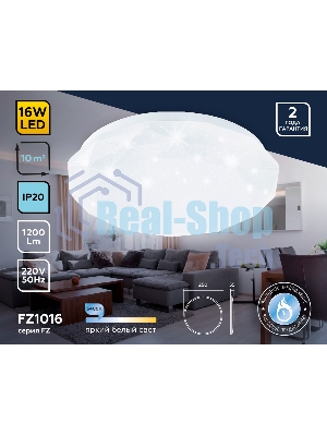 Потолочный светодиодный светильник Ambrella light FZ1016 WH белый 16W 6400K D250*55 (Без ПДУ)