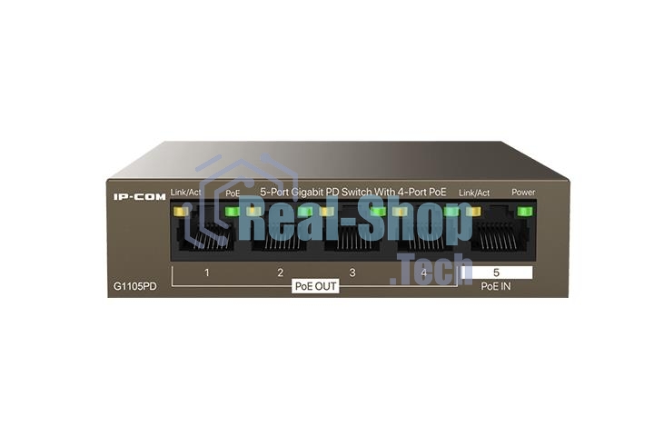 Коммутатор Tenda G1105PD (IP-COM) (5 портов Ethernet 10/100/1000 Мбит/сек, 4xPoE IEEE 802.3af 15.4W (max 30W)) (G1105PD)
