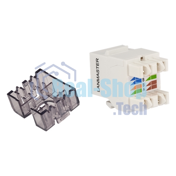 Модуль Keystone, RJ45, неэкранированный, кат.6, со встроенной шторкой, 180 градусов, белый