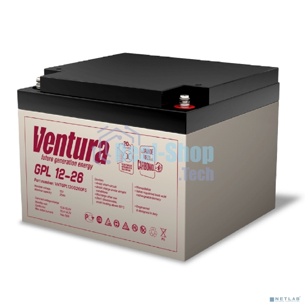 Батарея для ИБП Ventura GPL 12-26 12V/29Ah F5, ДхШхВ 175х166х125мм, 8кг, срок службы 12 лет