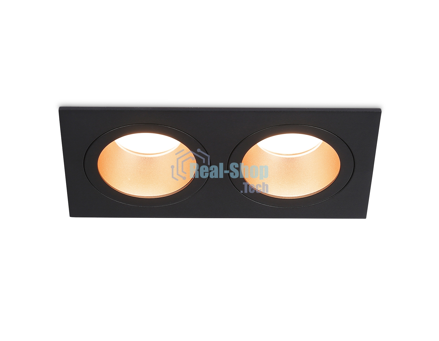 Встраиваемый точечный светильник Ambrella light TN102833/2 BK/GD черный/золото GU5.3/2 178*93*50