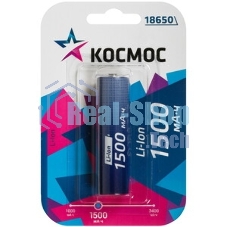 Аккумулятор Космос Li-ion 18650 1500 мАч без защиты (блист.1шт)