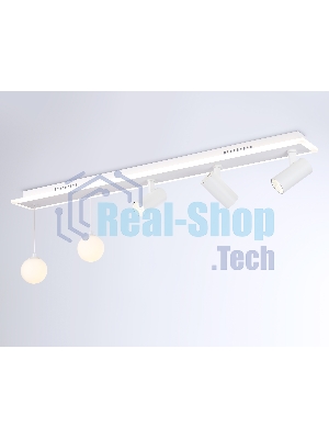 Потолочный светодиодный светильник Ambrella light FL66201/1+5 WH белый 67W 3000K-6400K+G9/2 1000*100*400 (ПДУ ИК)