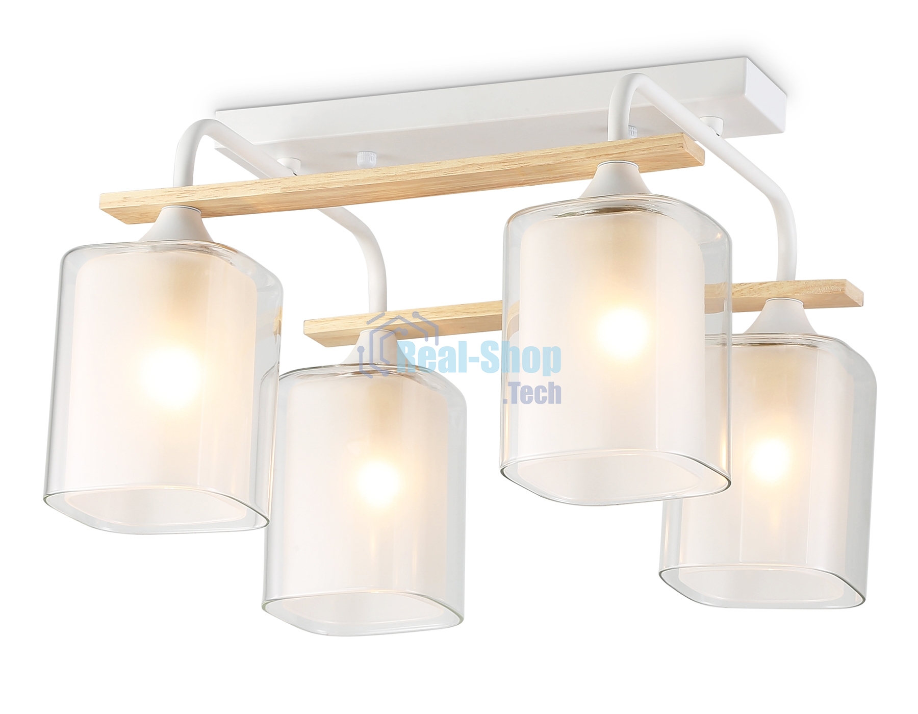 Светильник Ambrella light TR3033246/4 WH/WD белый/дерево E27/4 max 60W 340*340*245