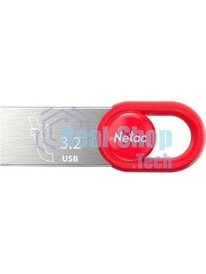 Флешка USB Netac UM2 (NT03UM2N-064G-32RE), 64Gb, USB 3.0, R/W 130/50, серебристый/красный