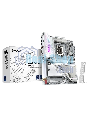 Материнская плата Gigabyte Z890 AORUS PRO ICE, LGA 1851, Intel Z890, 4xDDR5, 4xSATA, 5xM.2, 1xPCIe 5.0 x16, 1xPCIe 4.0 x4, 1xPCIe 4.0 x1, 2xUSB-C (Thunderbolt 4), 1x 5Gb LAN, 4xUSB-A 3.2 Gen 1, 2xUSB-A 3.2 Gen 2, 4xUSB-A 2.0, 2x3.5 мм, 7.1, ATX