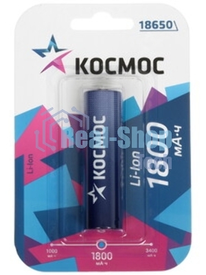 Аккумулятор Космос Li-ion 18650 1800 мАч без защиты (блист.1шт)