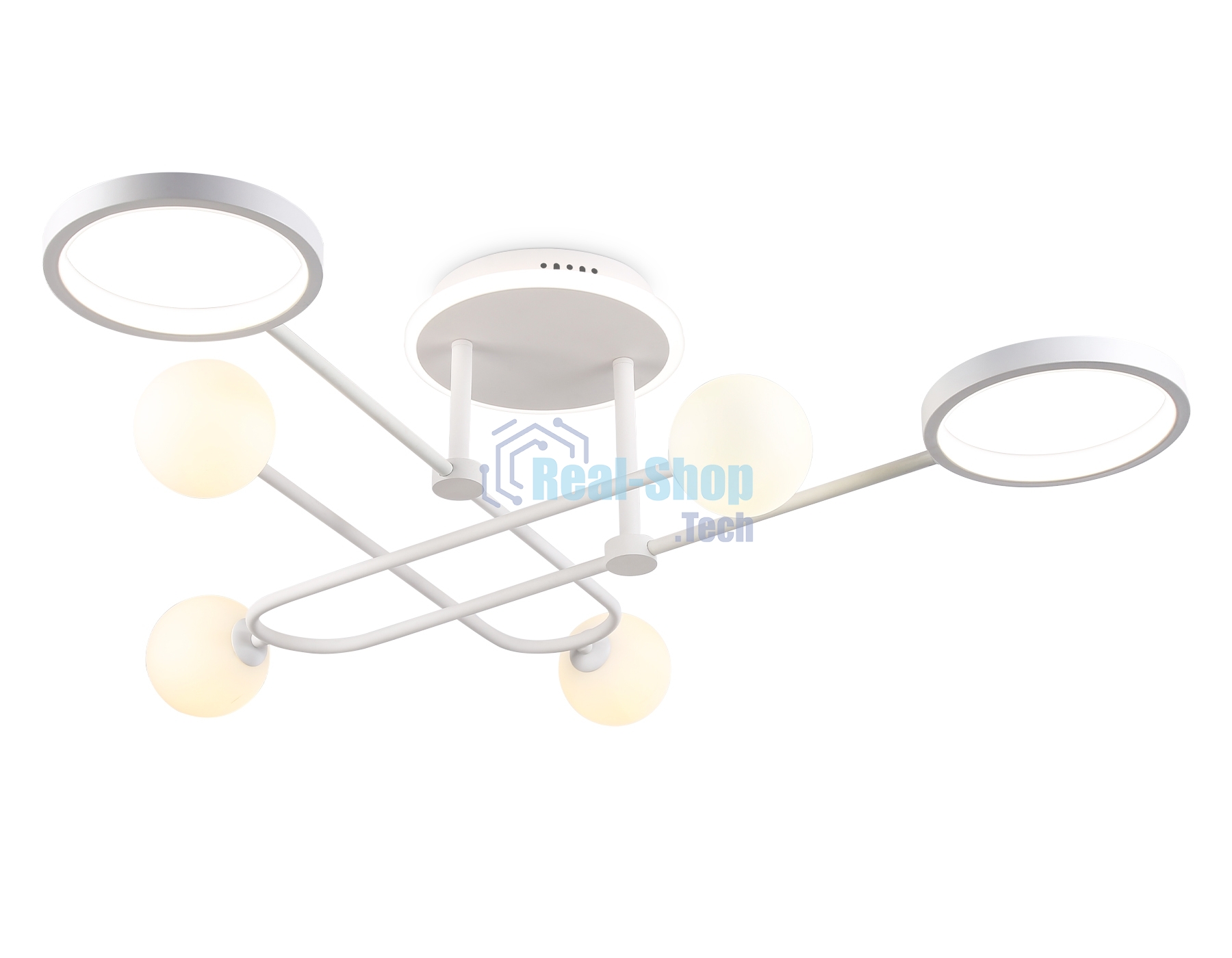 Потолочный светодиодный светильник Ambrella light FL66229/6 WH белый 48W 3000K-6400K+G9/4 880*880*240 (ПДУ ИК)