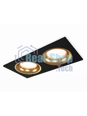 Комплект встраиваемого светильника Ambrella light XC7636005 SBK/PYG черный песок/золото желтое полированное MR16 GU5.3 (C7636, N7014)