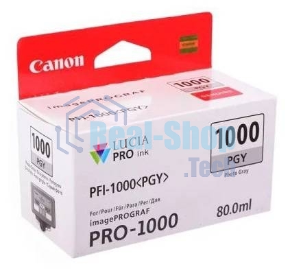 Картридж струйный Canon PFI-1000 PGY для IJ SFP PRO-1000 WFG. Фото серый. 80 мл.