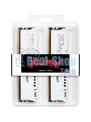 Оперативная память Kingston Fury Beast, DDR5, 32GB (2x16GB), 5200MHz, CL40, DIMM, с радиаторами, белый
