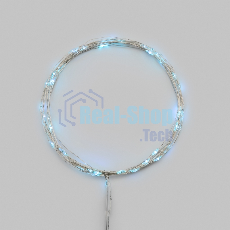 Гирлянда светодиодная Роса 5м 50 LED ГОЛУБОЙ IP20 2хАА (в комплект не входят) NEON-NIGHT
