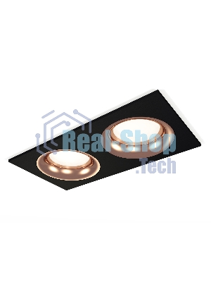 Комплект встраиваемого светильника Ambrella light XC7636006 SBK/PPG черный песок/золото розовое полированное MR16 GU5.3 (C7636, N7015)