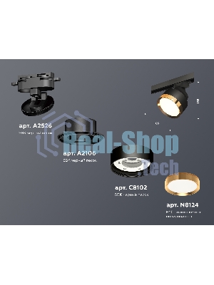 Светильник Ambrella light XT8102004 SBK/PYG черный песок/золото желтое полированное GX53 (A2526, A2106, C8102, N8124)